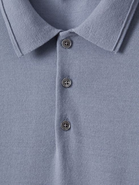 Reiss China Blue Trafford Merino Wool Polo Shirt