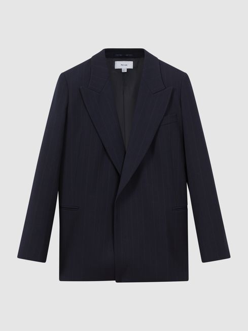 Reiss Willow Wool Blend Single Breasted Pinstripe Blazer REISS Rest of Europe