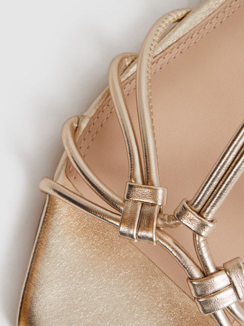 Reiss Gold Iris Metallic Knot Detail Sandals
