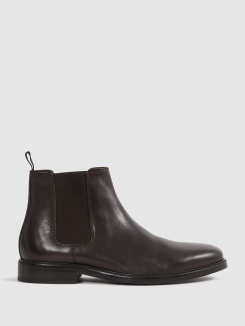 Reiss Brown Renor Leather Chelsea Boots