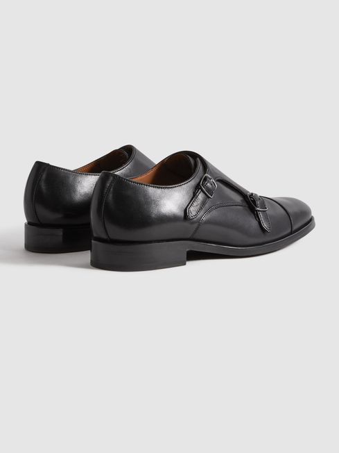 Reiss Amalfi Leather Double Monk Strap Shoes | REISS USA