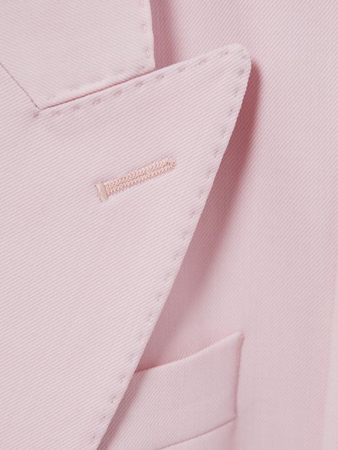 Tailored Wool Blend Double Breasted Blazer in Pink