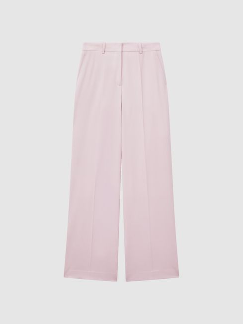 Reiss Evelyn Wool Blend Mid Rise Wide Leg Trousers | REISS USA