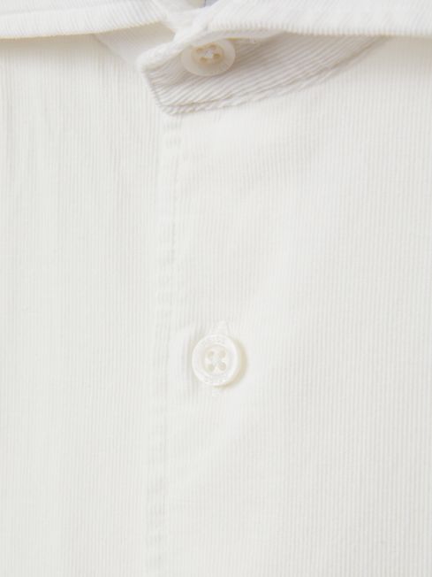Corduroy Cutaway Collar Shirt in Off White