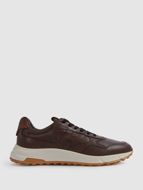 Hogan Leather Chunky Trainers in Brown