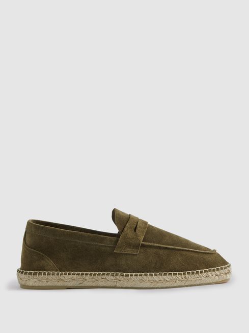 Reiss Olive Cannes Suede Espadrilles