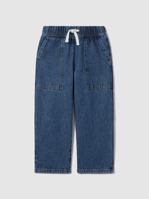 Reiss Blue Marloe Teen Drawstring Waist Straight Leg Jeans