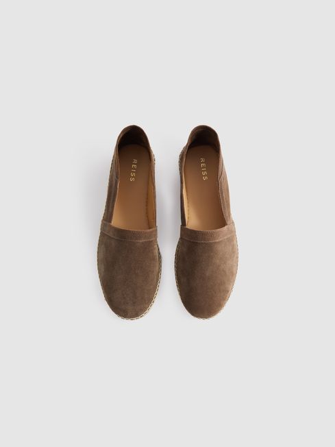 Reiss Coffee Esper Suede Espadrilles