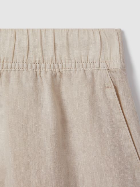 Garment Dyed Wide Leg Linen Trousers in Oatmeal