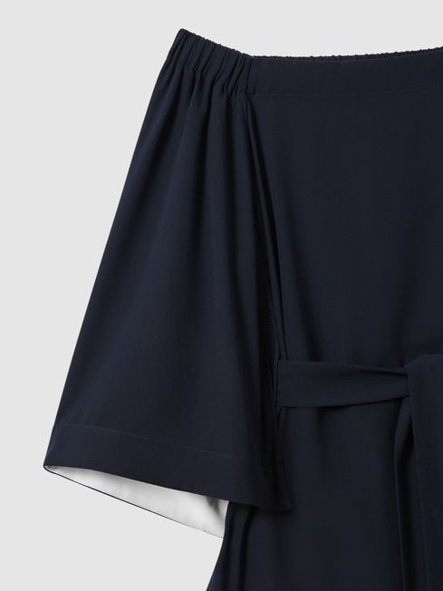 Reiss Navy Alexis Off-The-Shoulder Tunic
