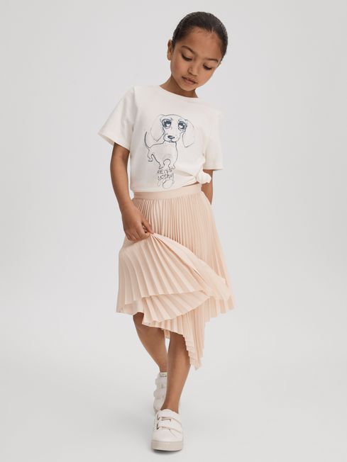 Reiss Pink Azalea Junior Pleated Asymmetric Skirt
