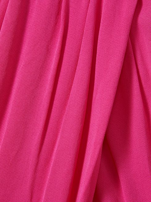 Drape Front Midi Dress in Pink