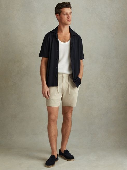 Reiss Stone Newmark Textured Drawstring Shorts