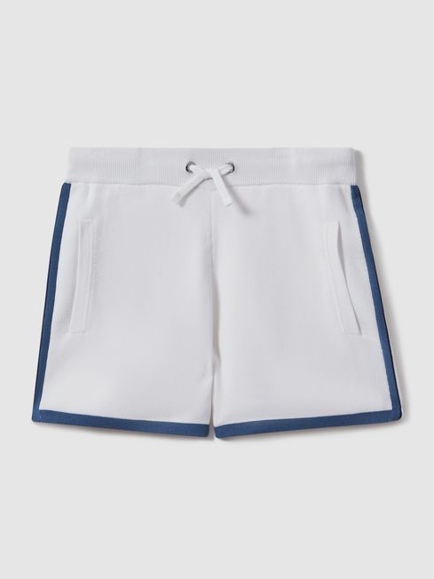 Reiss White Heddon Teen Knitted Drawstring Shorts