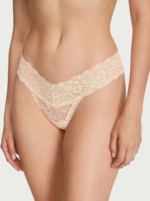 Victoria's Secret Marzipan Nude Thong Posey Lace Knickers