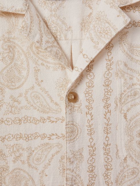 Les Deux Ramie-Cotton Cuban Collar Shirt in Ivory