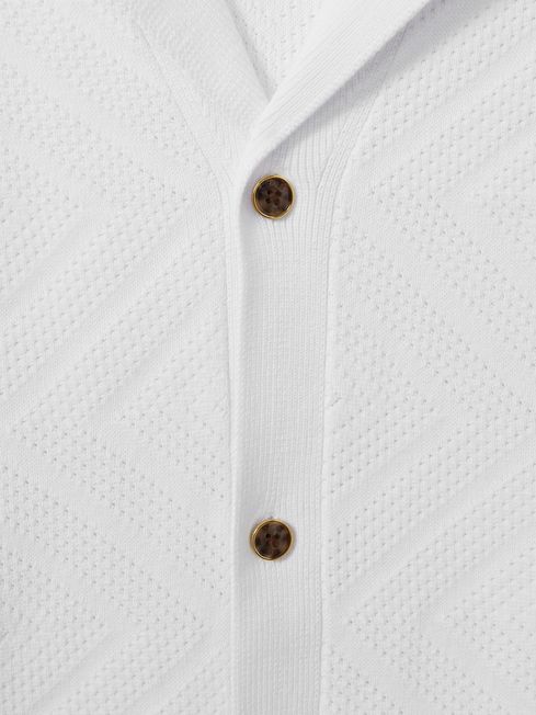 Reiss White Biarritz Cotton Cuban Collar Shirt