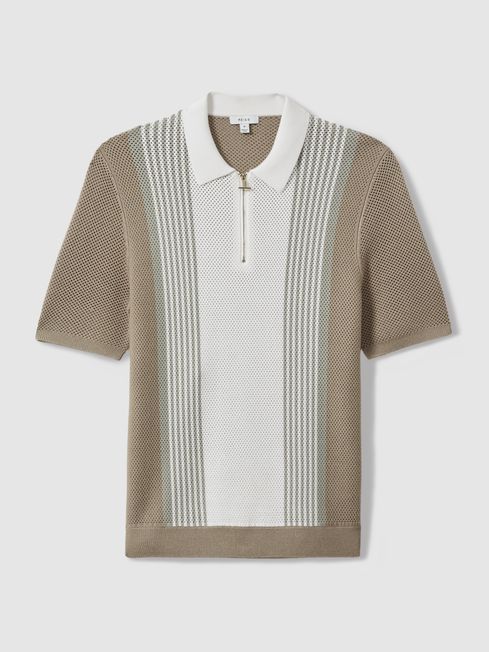 商品画像：MOSS Merino Blend 1/4 Zip Polo Shirt in Grey | endource 1