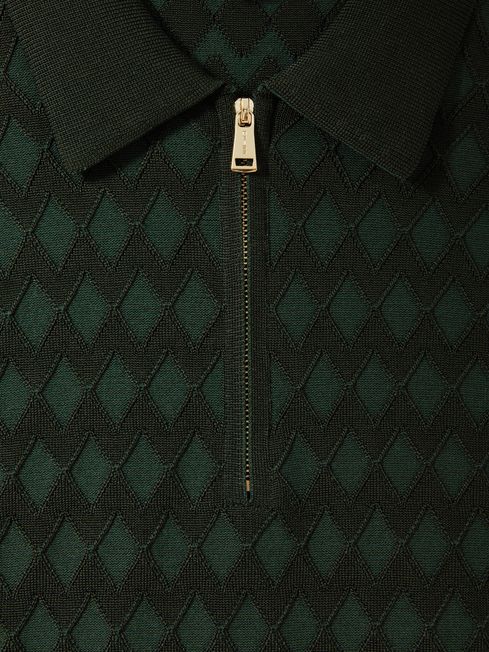 Reiss Emerald Rizzo Half-Zip Knitted Polo Shirt