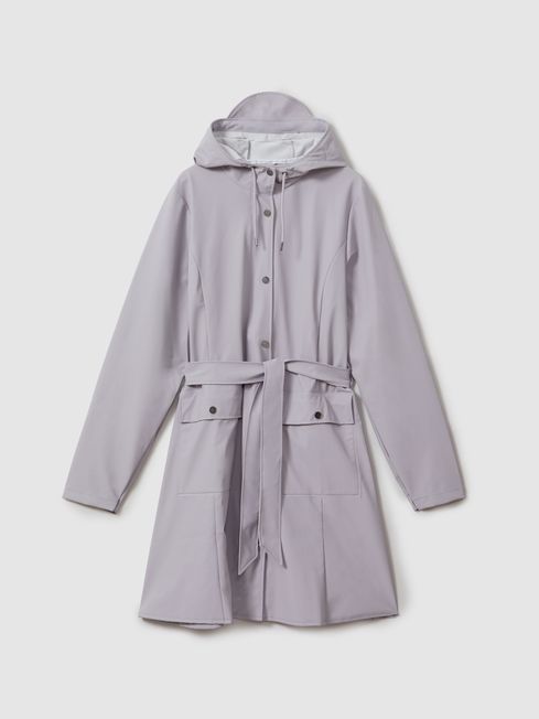 Belted raincoat with hood new arrivals