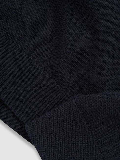 Reiss Navy Blackhall 3-9 yrs Merino Wool Half-Zip Funnel Neck Jumper