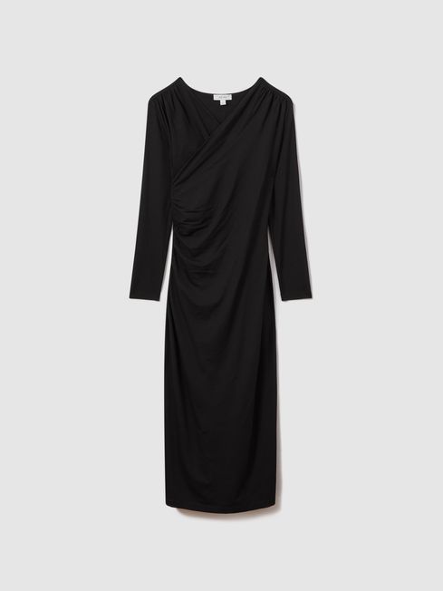 Reiss Dionne Jersey Wrap Front Midi Dress | REISS USA