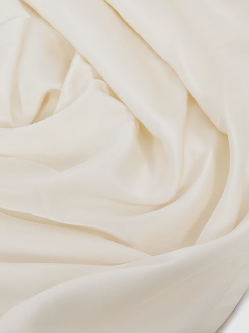 Reiss Cream Fleur Atelier Silk Drape Back Shirt