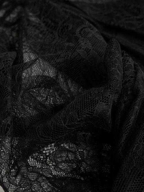 Florere Lace Midi Dress in Black