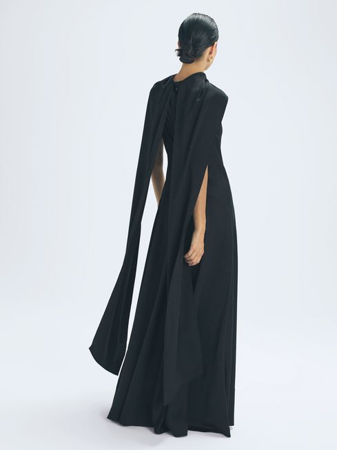 Reiss Keira Atelier Duchess Satin Cape Maxi Dress | REISS USA