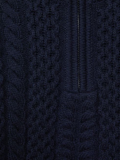 Reiss Navy Bantham Senior Slim Fit Knitted Half-Zip Jumper