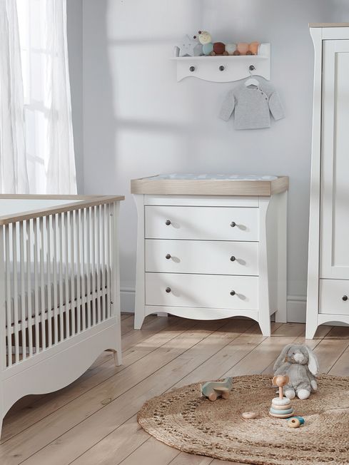 Cuddle Co Cuddleco Clara 3pc Set 3 Drawer Dresser and Cot Bed Driftwood Ash