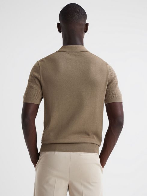 Reiss Bronze Thames Slim Fit Knitted Cotton Shirt