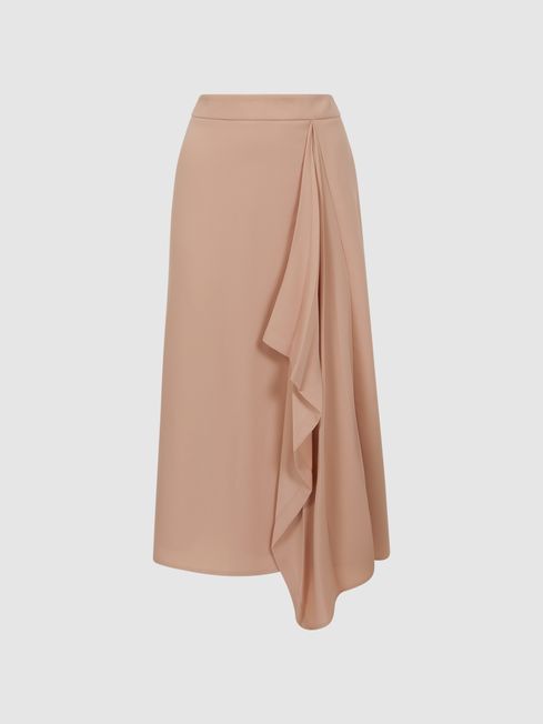 Reiss Ash High Rise Ruffle Midi Skirt | REISS USA