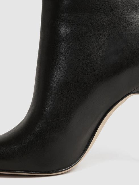 Reiss Black Lyra Signature Leather Ankle Boots