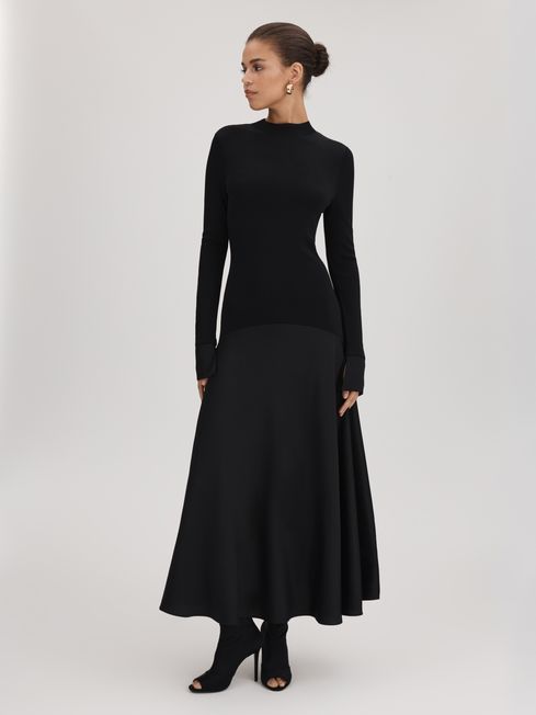 Florere Knitted Satin Midi Dress | REISS USA