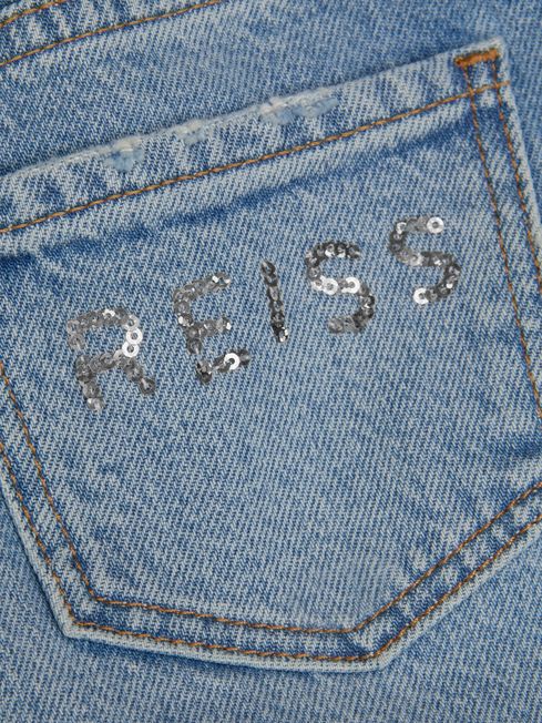 Reiss Denim Marion Senior Straight Leg Sequin Detail Jeans