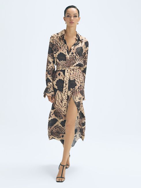 Atelier Silk Snake Print Maxi Dress REISS USA