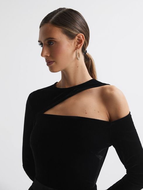 Velvet Off The Shoulder Jumpsuit in Black REISS Germany