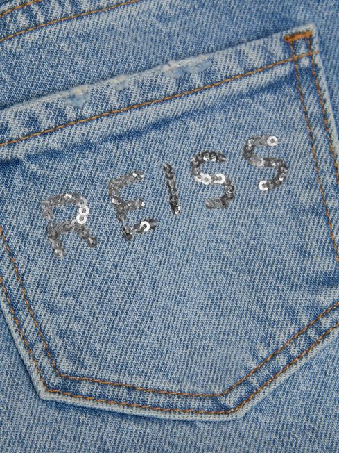 Reiss Denim Marion Junior Straight Leg Sequin Detail Jeans