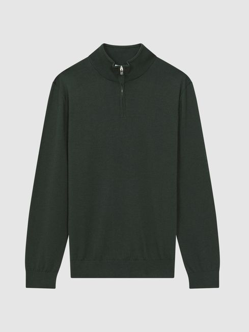 Merino Wool Half Zip Jumper in Forest REISS Ireland