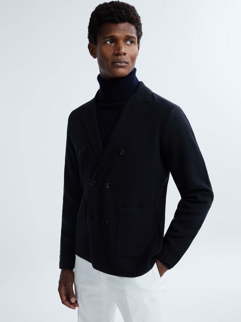 Reiss Marko Atelier Cashmere Knitted Double Breasted Blazer | REISS USA