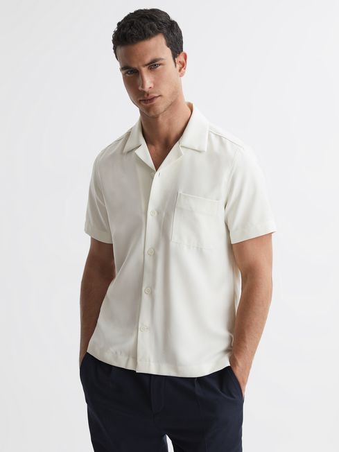 Reiss - tokyo cuban collar button-through shirt