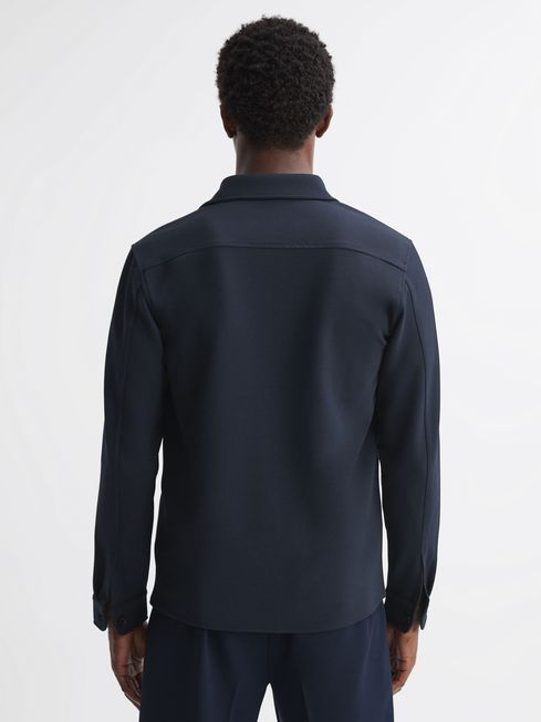 Reiss Navy Borneo Twin Pocket Long Sleeve Overshirt