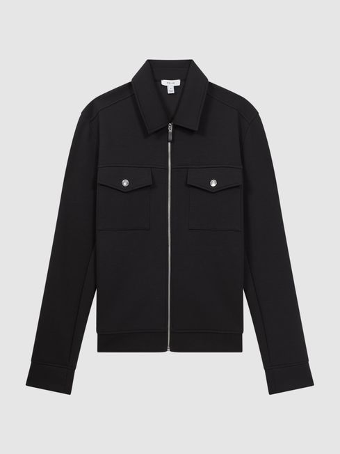 Interlock Jersey Zip-Through Jacket | REISS USA