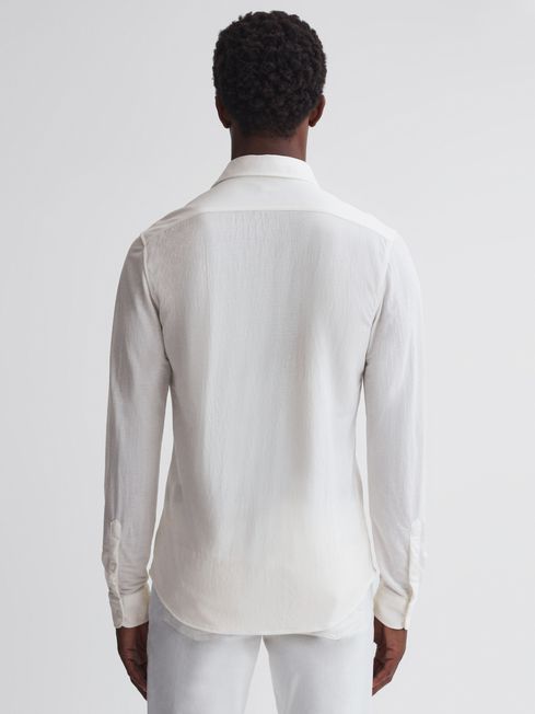 Reiss White Bobby Slim Fit Cutaway Collar Modal Shirt