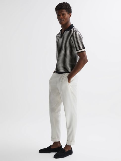 Reiss Phoenix Reiss | Ché Crochet Dogtooth Open Collar Polo Shirt ...