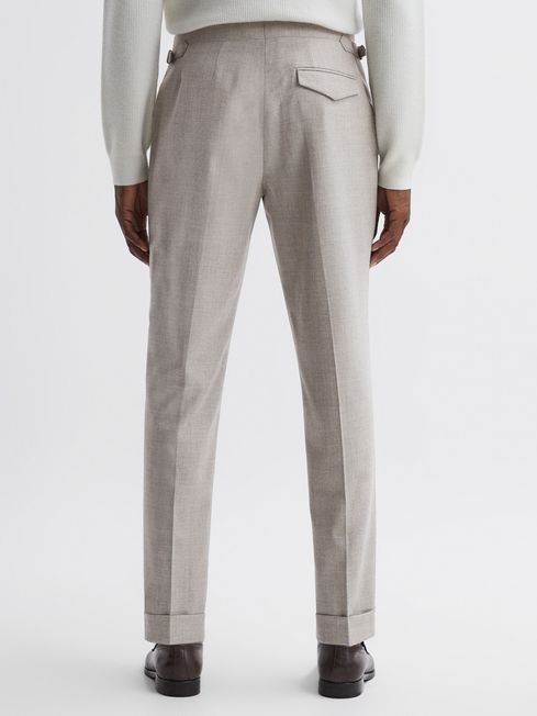 Reiss Oatmeal Beadnell Slim Fit Brushed Wool Trousers