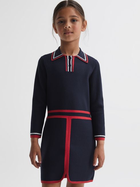 Reiss Navy Ruby Junior Knitted Polo Dress