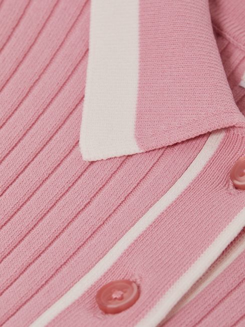 Reiss Pink Sammy Senior Knitted Polo Dress