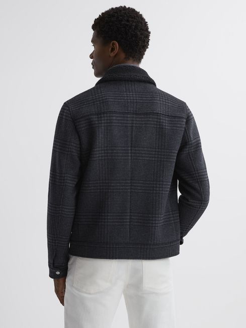Wool blend check jacket clearance